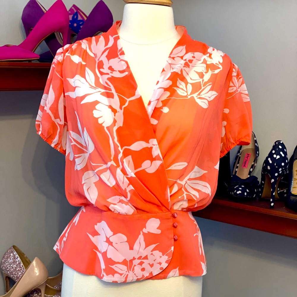 Eva Mendes Large Pink Sheer Top